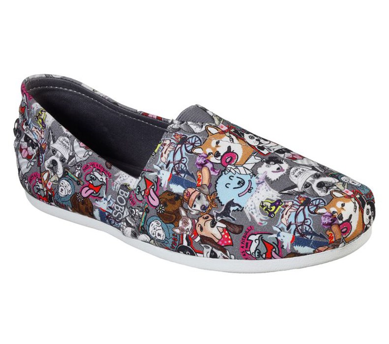 Skechers Bobs Plush - Doggone It - Womens Flats Shoes Grey/Multicolor [AU-XL0674]